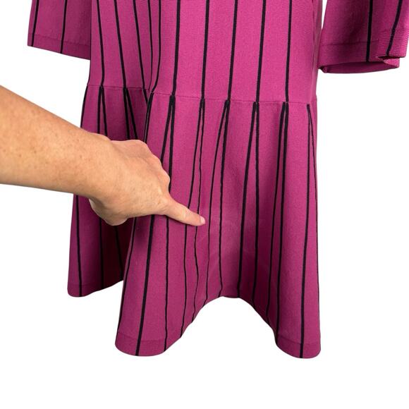 Prabal Gurung Dress Womens 0 Magenta Off the Shoulder Dotted Fit and Flare Knit - Picture 7 of 13